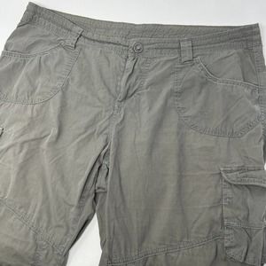 Kuhl Pants Womens 14 Green Gray Capri Cropped Roll Up Cargo Pocket Outdoor Nylon
